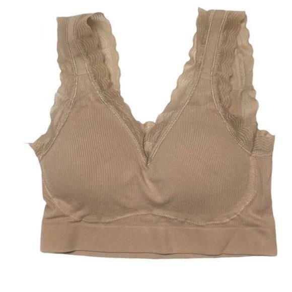 Rhonda Shear 2pk Forever Stretch Ahh Ribbed Knit Bra w/Lace Trim X LARGE - Picture 2 of 8